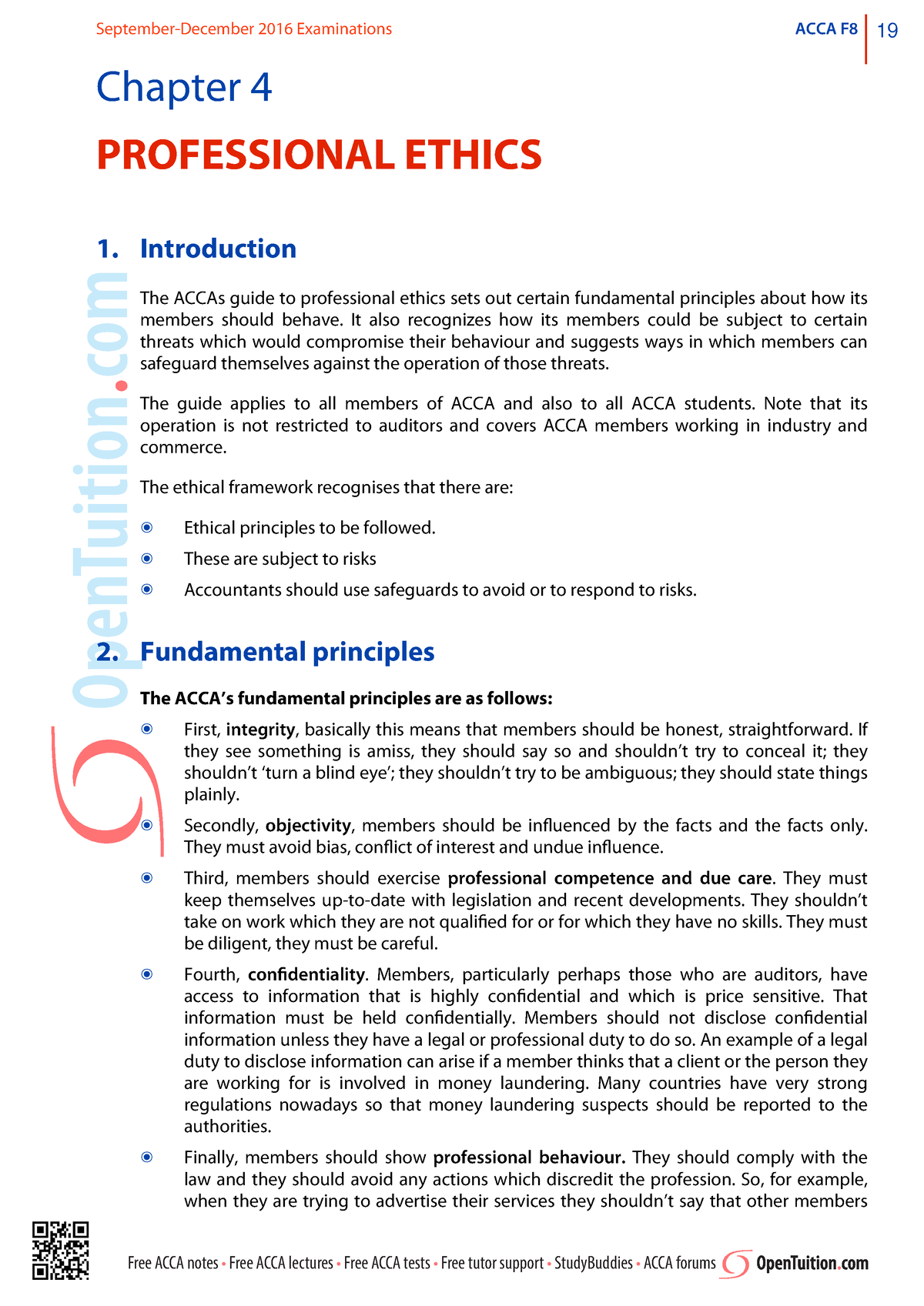 acca professional ethics module case study answers