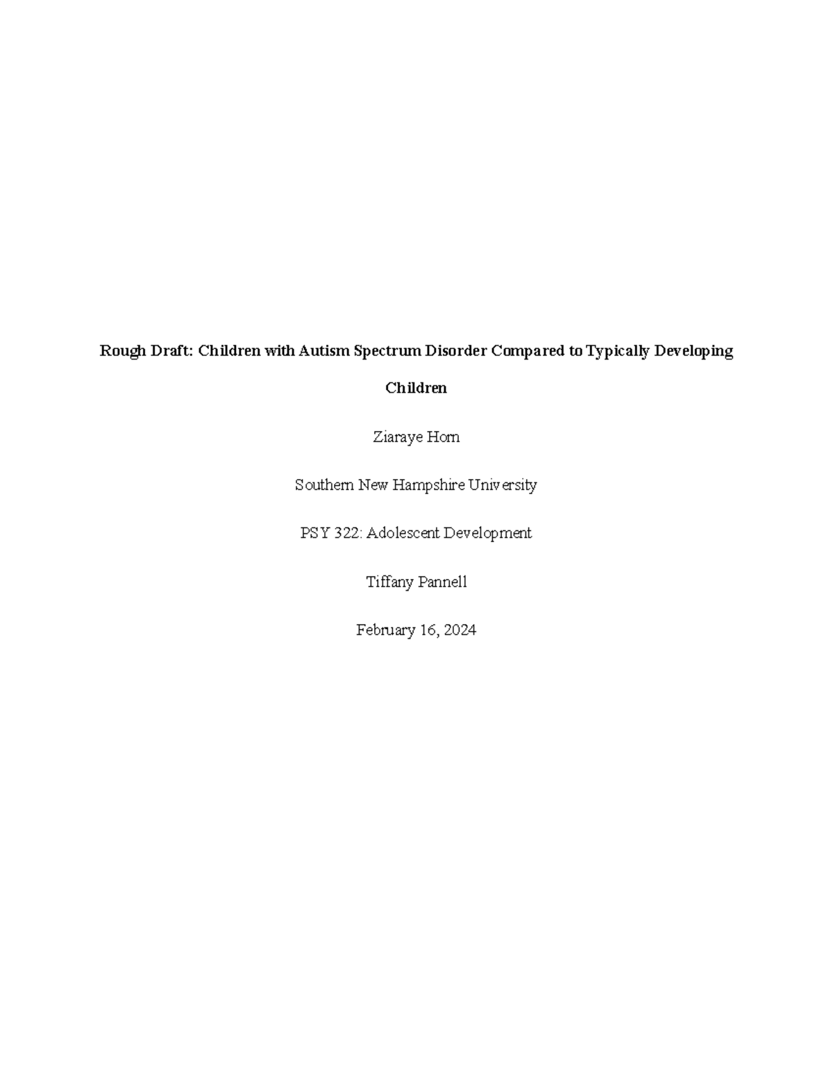 Final Project Rough Draft - Rough Draft: Children with Autism Spectrum ...
