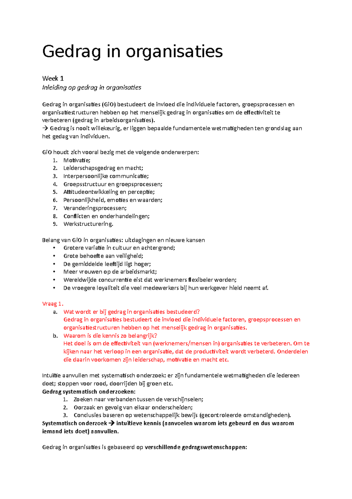 Samenvatting - Gedrag In Organisaties Week 1 Inleiding Op Gedrag In ...