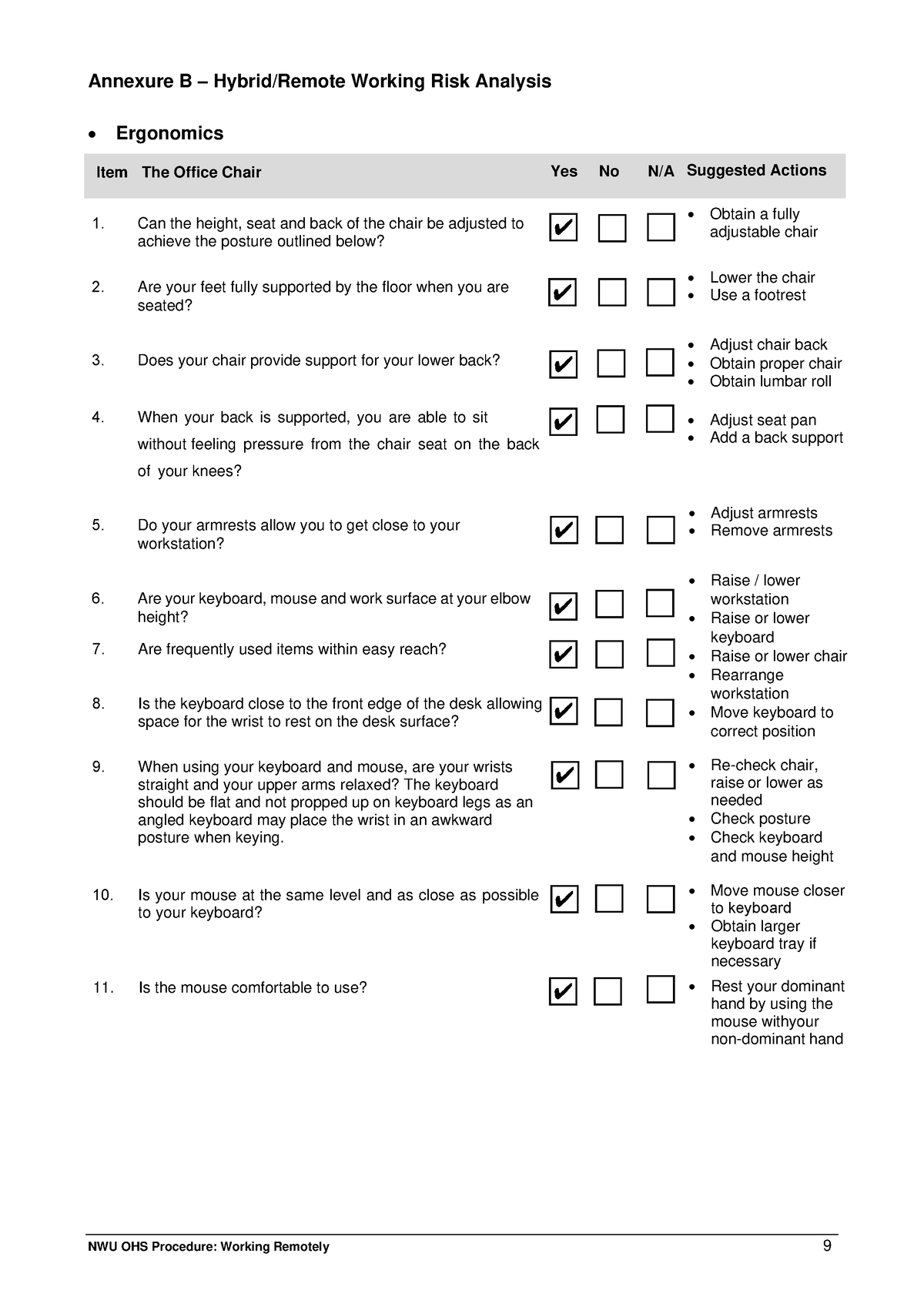 B. OHS Risk Assessment Form - Annexure B – Hybrid/Remote Working Risk ...