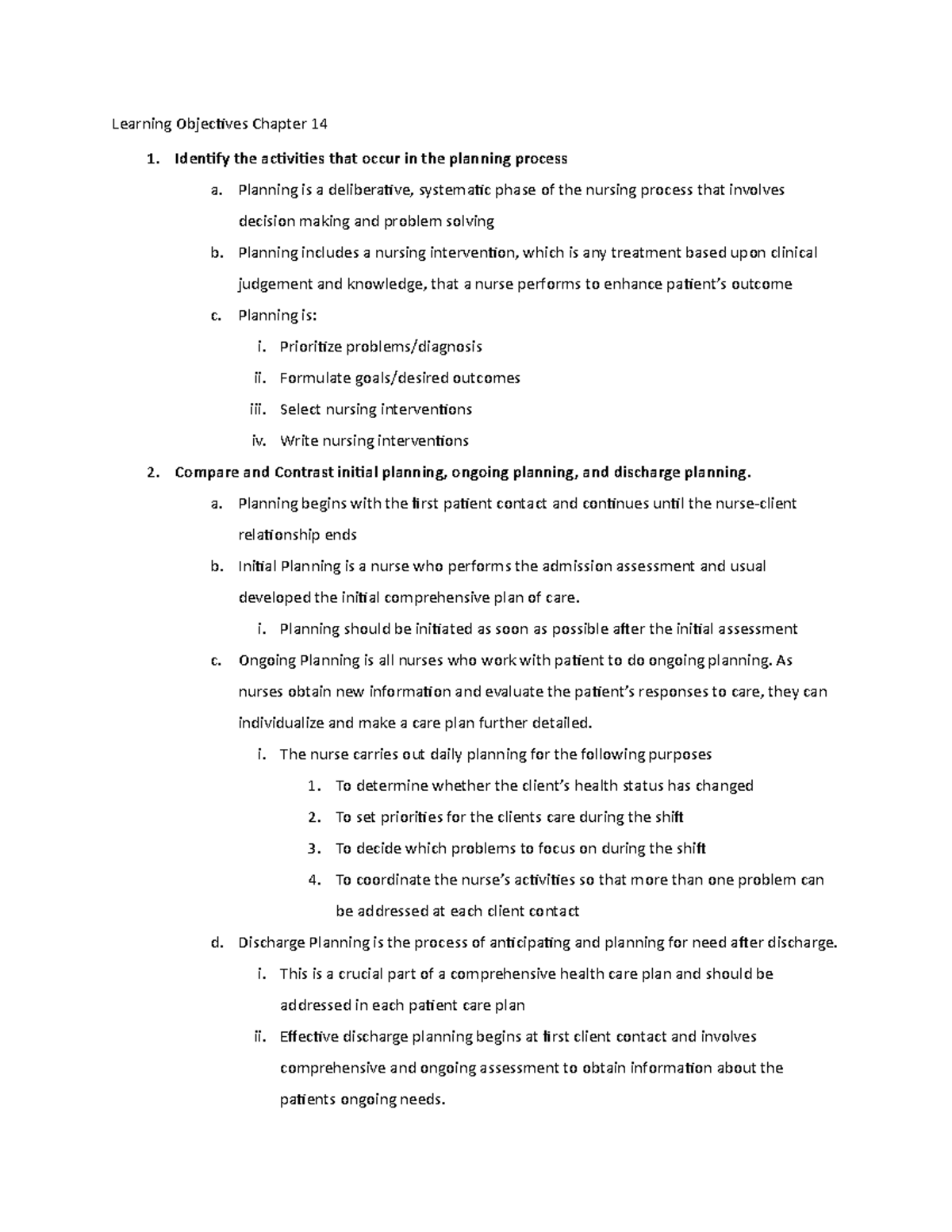 Chapter 13 Learning Outcomes Fundies - Learning Objectives Chapter 14 ...