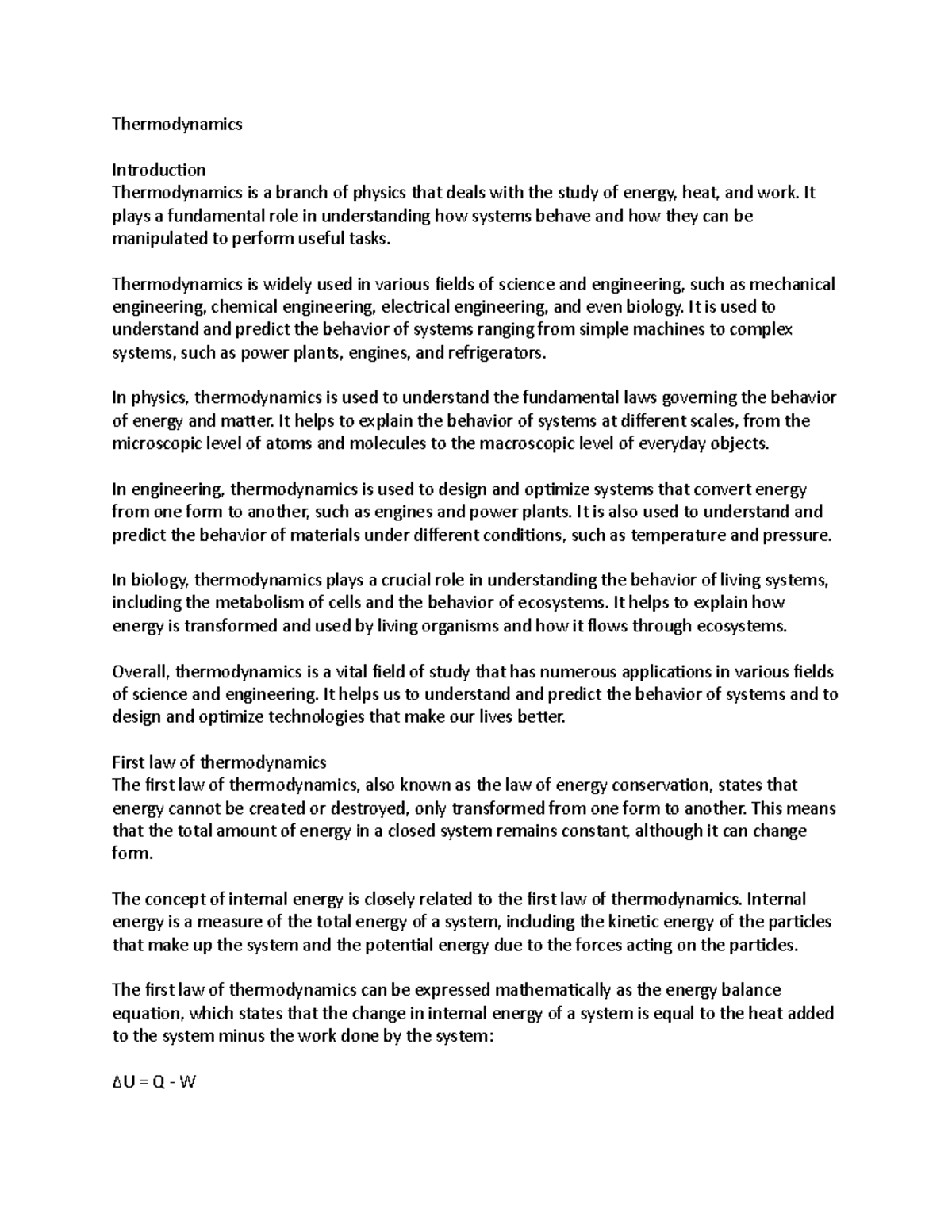 INTRODUCTION TO THERMODYNAMICS AN INTRODUCTION TO PHYSICS FOR visual data 8