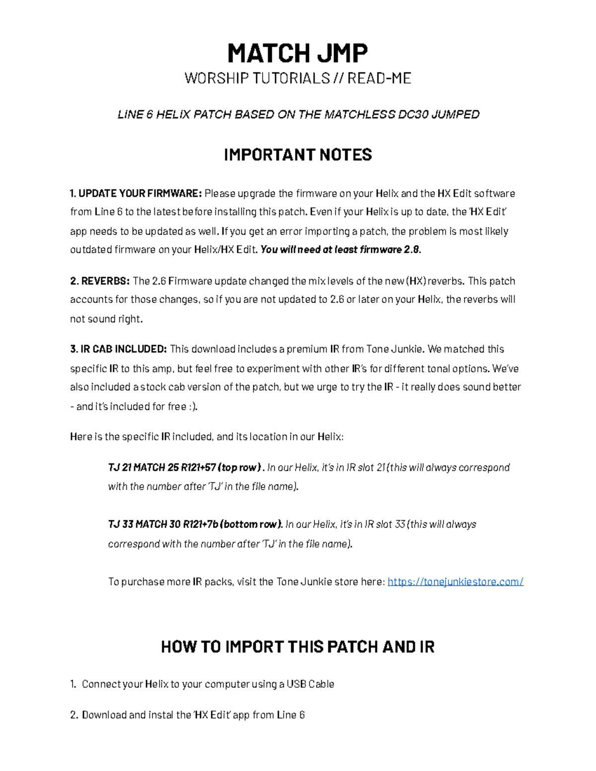 Match JMP Helix Patch Read Me - MATCH JMP WORSHIP TUTORIALS // READ-ME ...