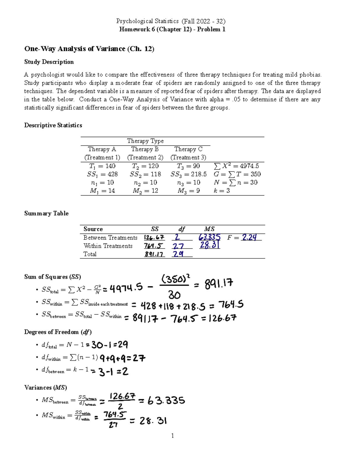 Psychological Statistics - Homework 6 - 32 - Psychological Statistics ...