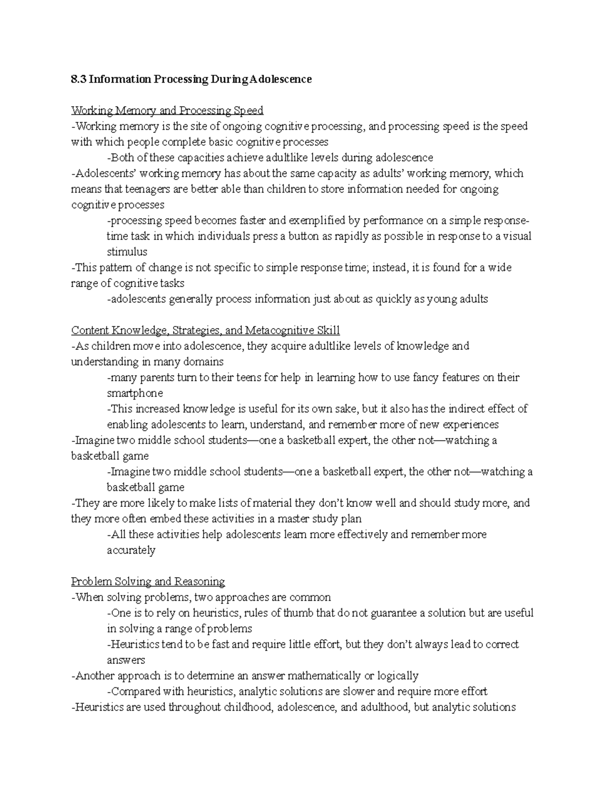 8.3 Information Processing During Adolescence - 8 Information ...