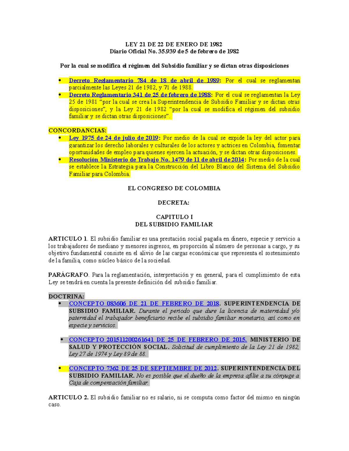 L 21 82 - Apuntes 1 - LEY 21 DE 22 DE ENERO DE 1982 Diario Oficial No ...