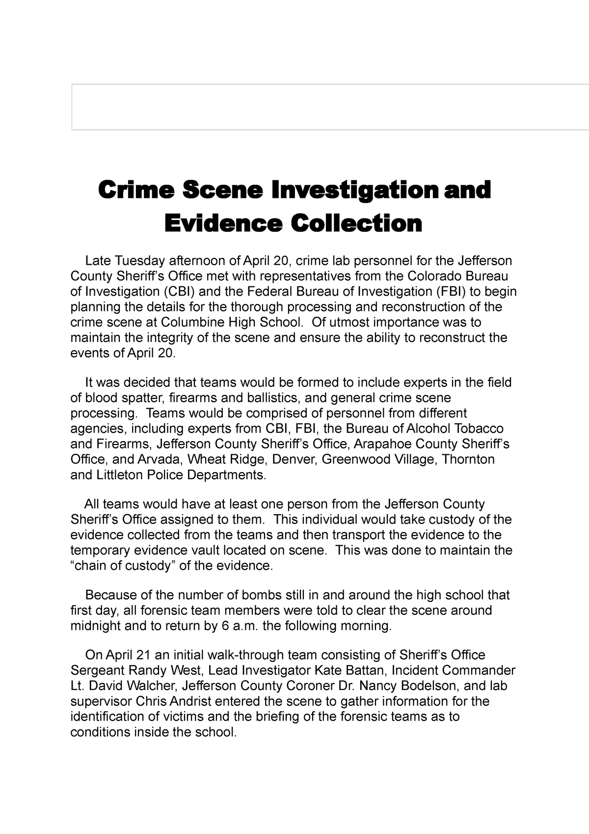 research paper on crime scene