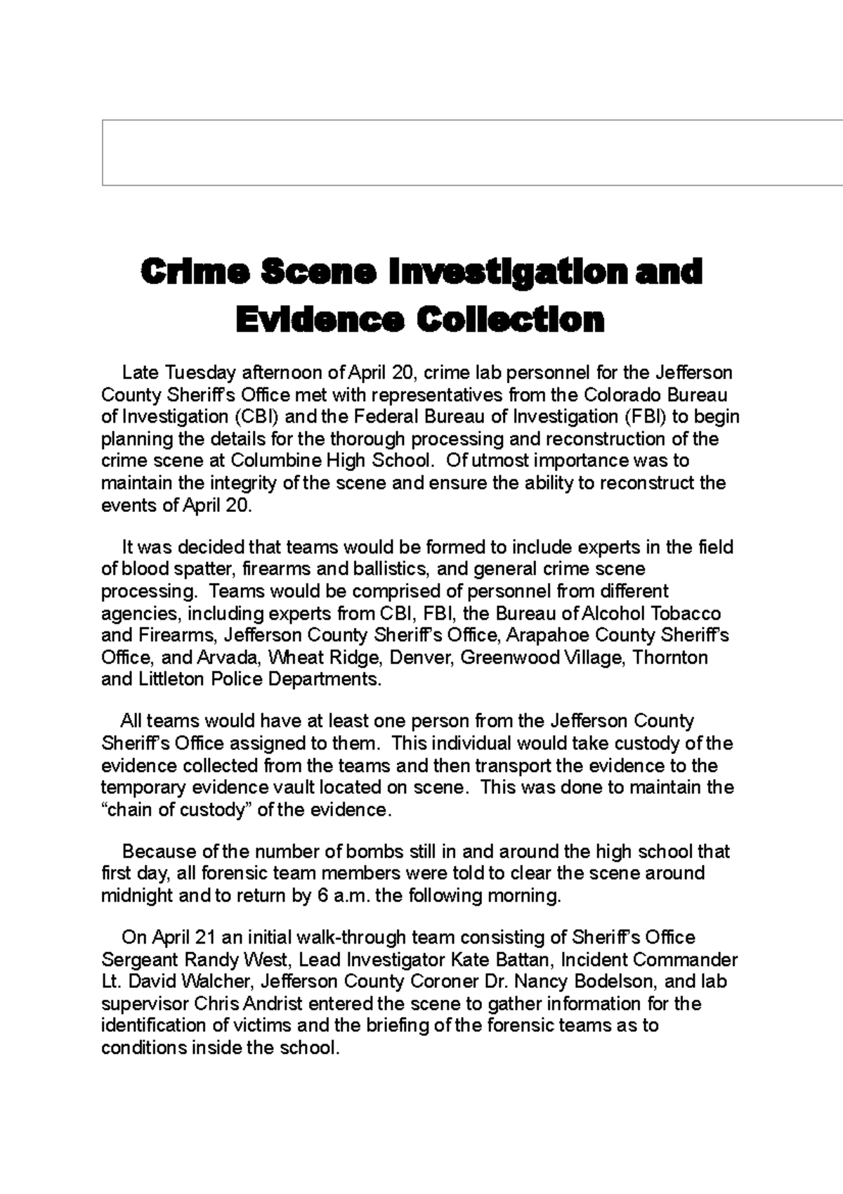 research paper topics criminal investigation