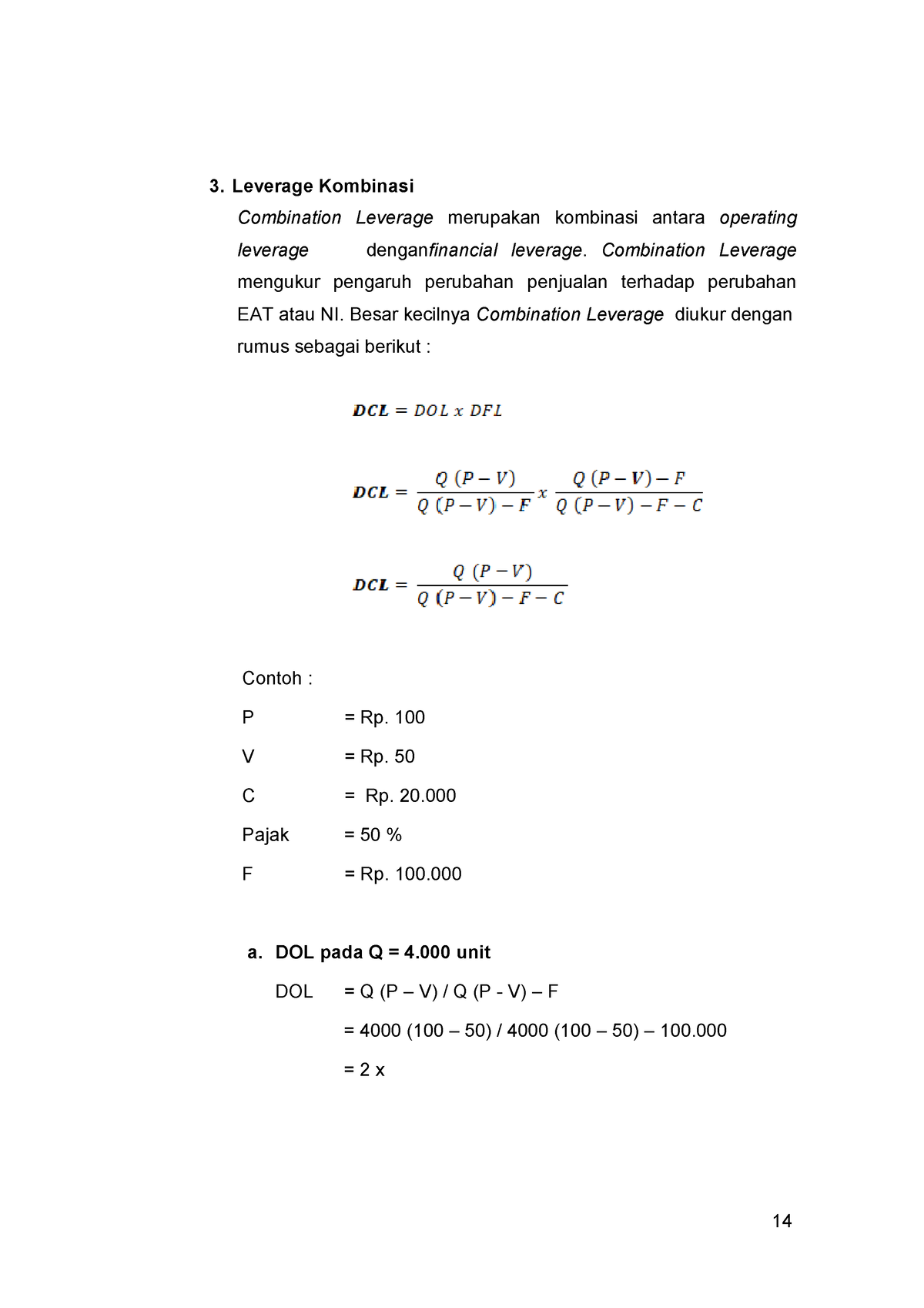 1 - Combination Leverage Merupakan Kombinasi Antara Operating ...