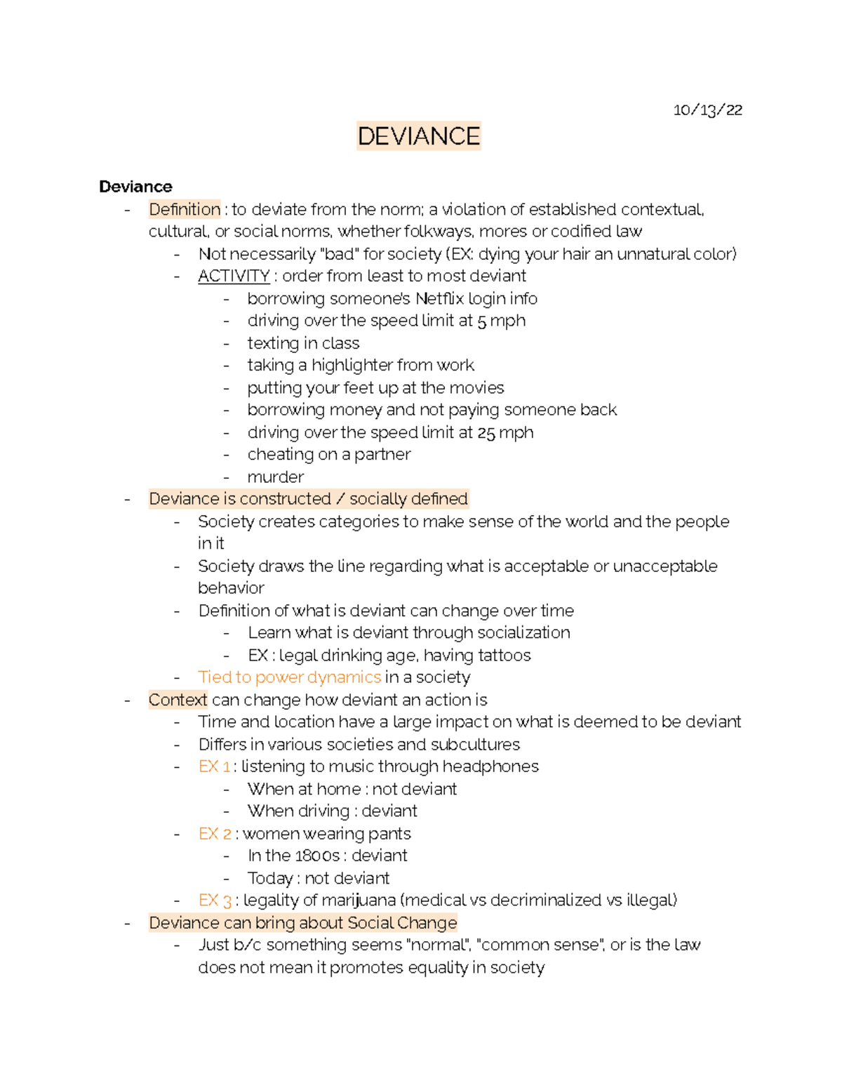 06 - Deviance and the Three Paradigms - 10/13/ DEVIANCE Deviance ...