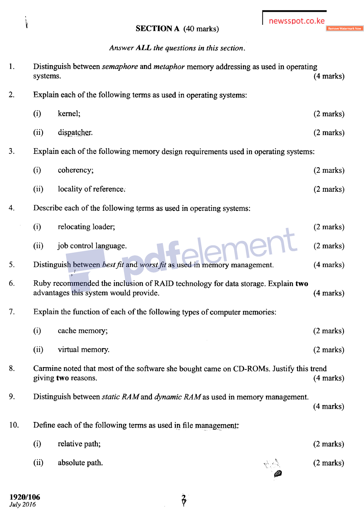 Operating System - KNEC Revision Notes - Information Communication ...