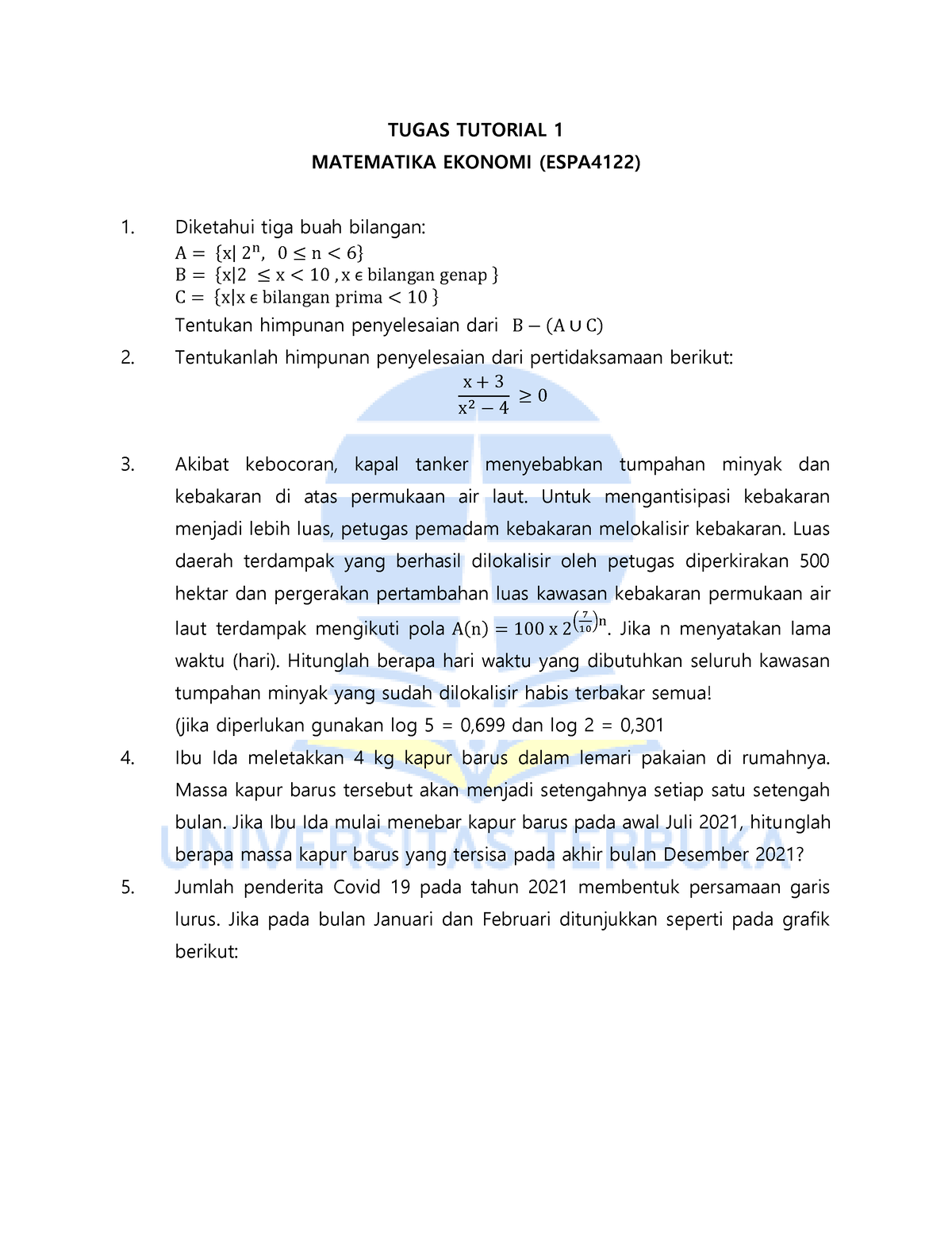 Tugas Tutorial 1 ESPA4122 - TUGAS TUTORIAL 1 MATEMATIKA EKONOMI ...