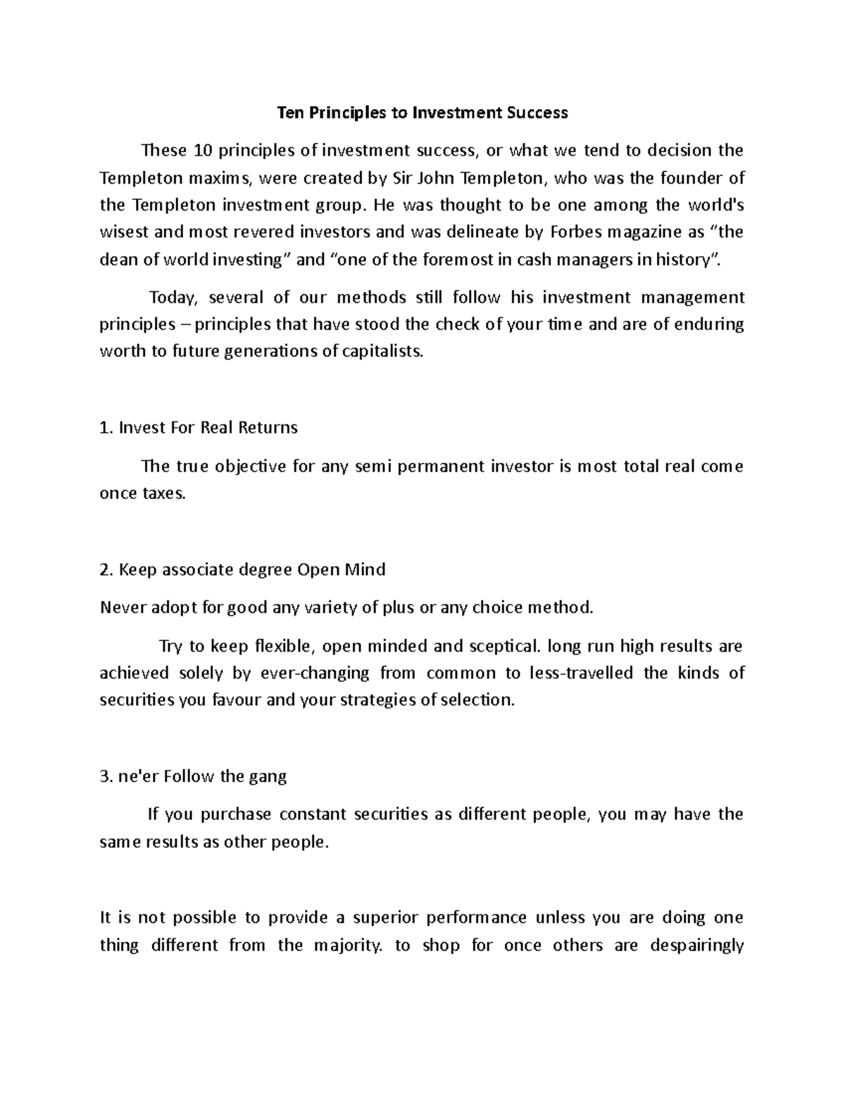 Ten Principles to Investment Success - He was thought to be one among ...