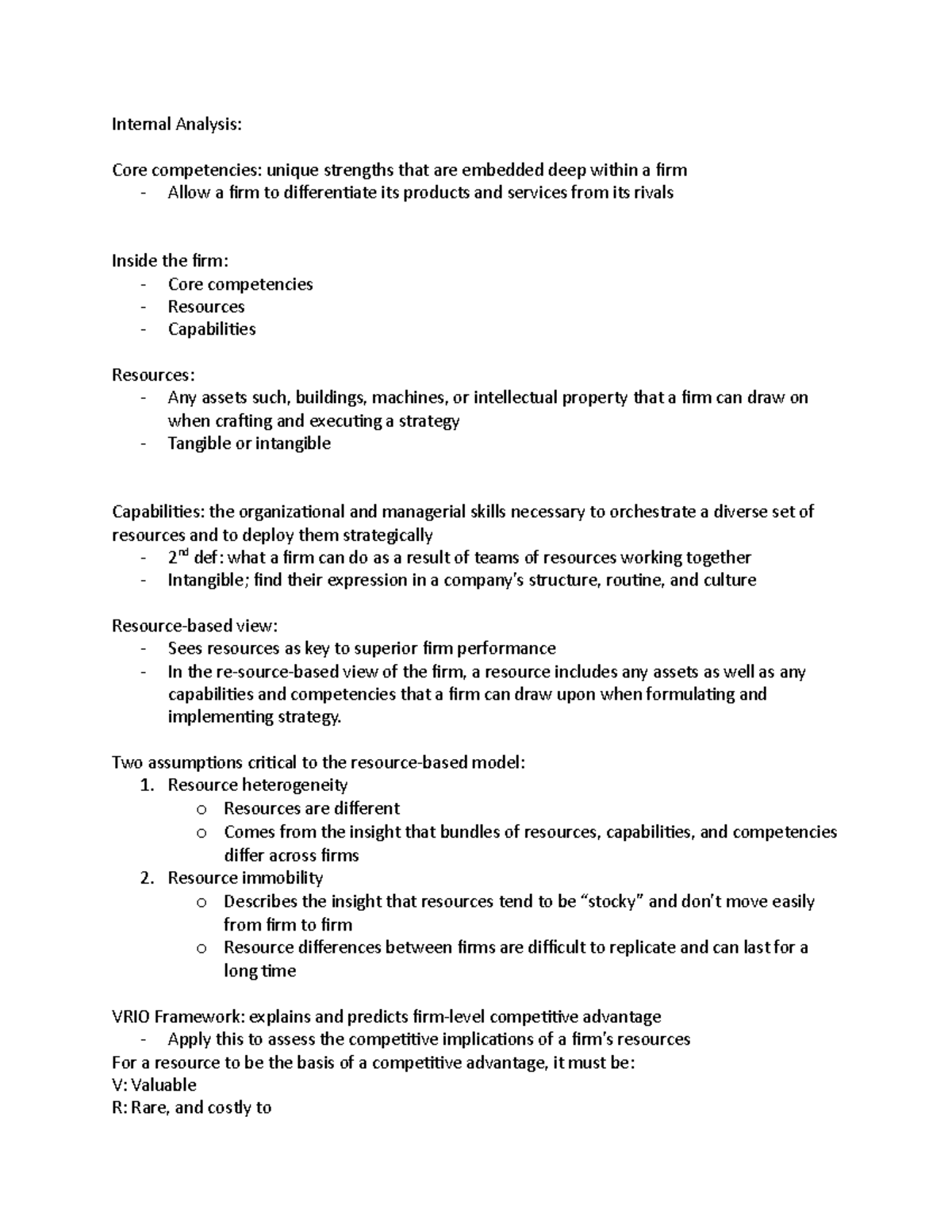 Bmgt495 notes ch 4 - Internal Analysis: Core competencies: unique ...
