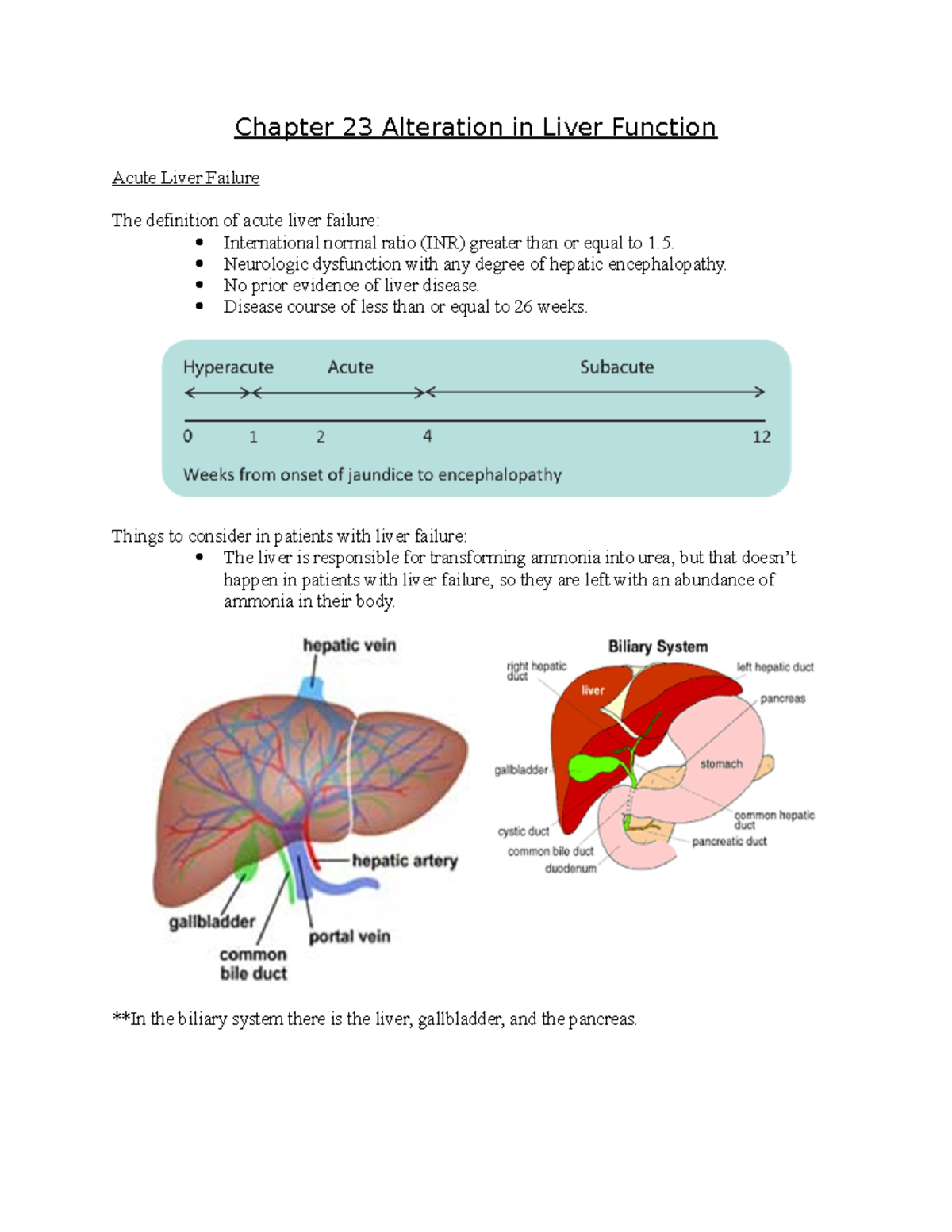 Quiz 5 Notes Chapter 23 Alteration in Liver Function Acute Liver