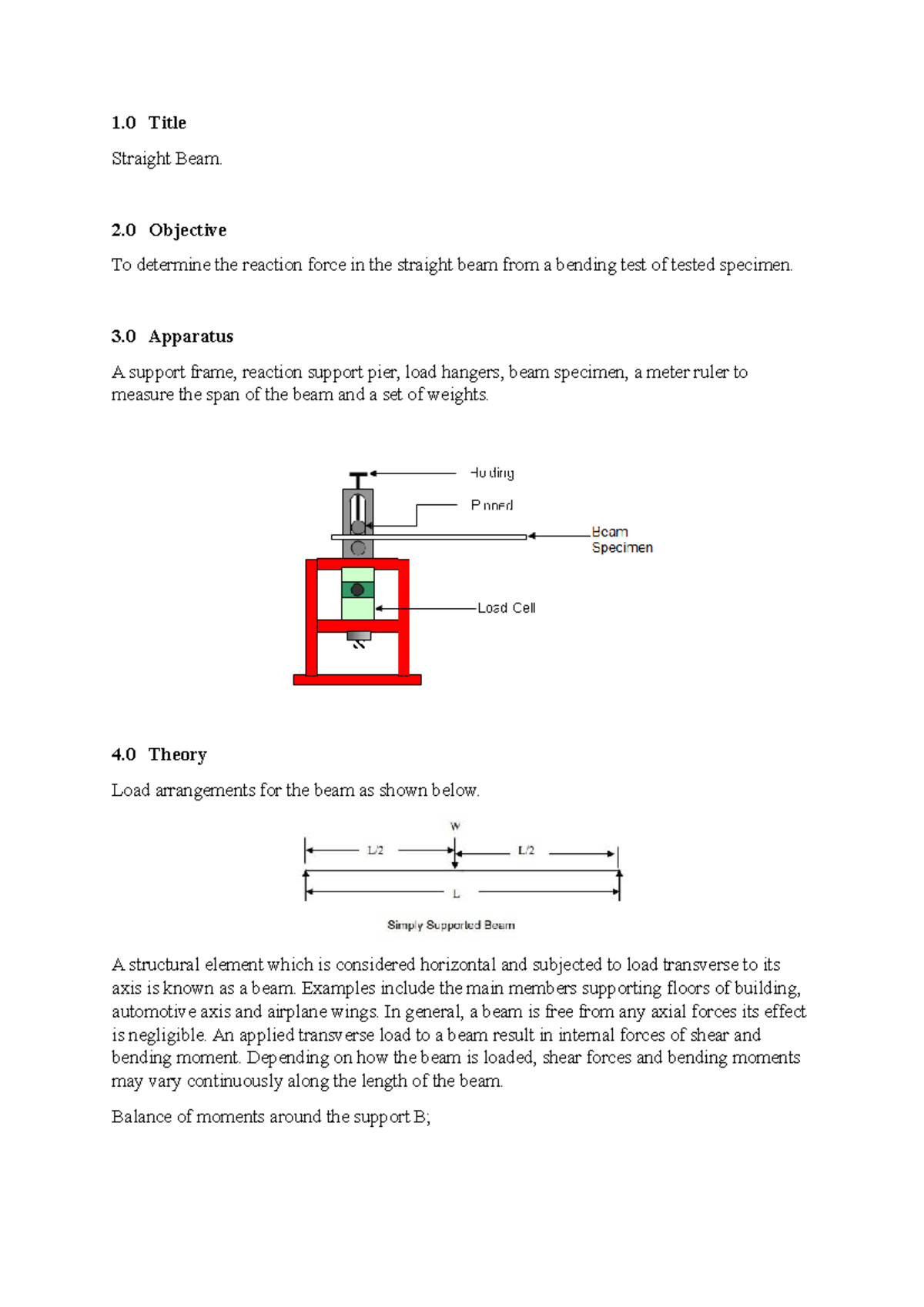 straight beam experiment lab report