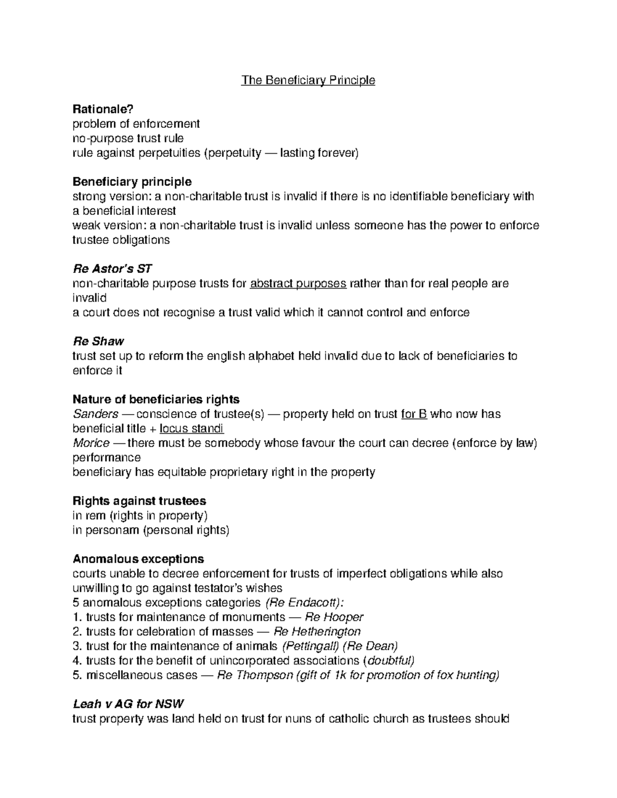 The Beneficiary Principle - The Beneficiary Principle Rationale ...