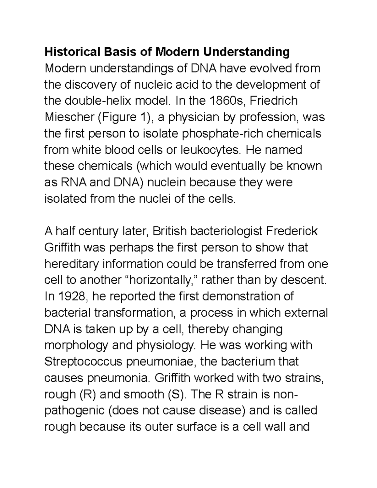 BIOL 1345 Module 12 Historical Basis of Modern Understanding