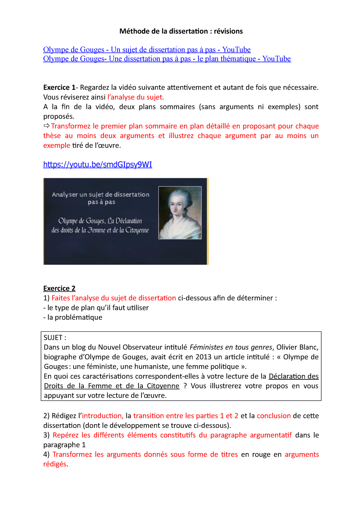 phrase d'accroche dissertation olympe de gouges