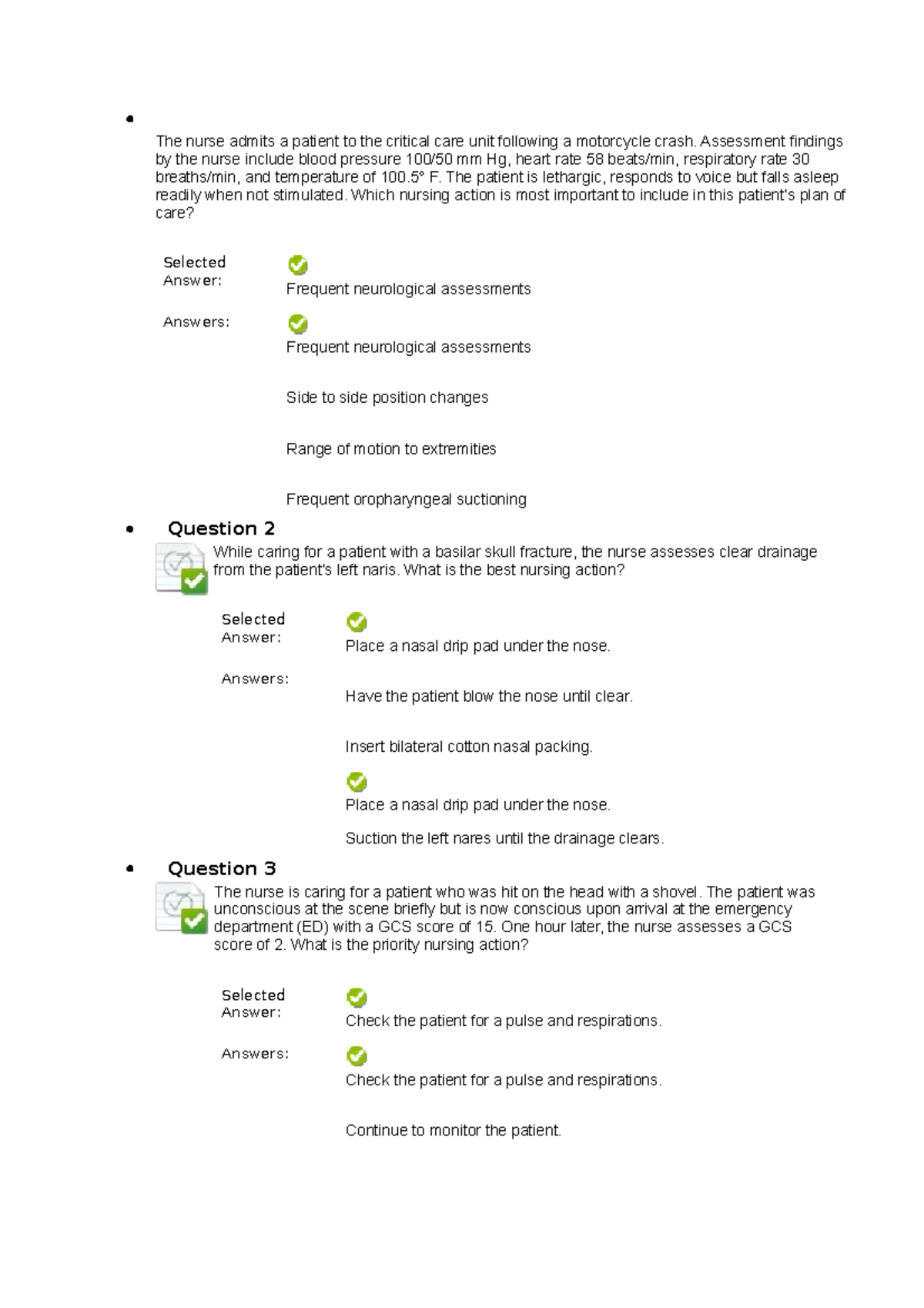 critical care nursing quizzes