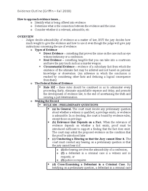 Evidence Short Outline - EVIDENCE SHORT OUTLINE 901-902 ...