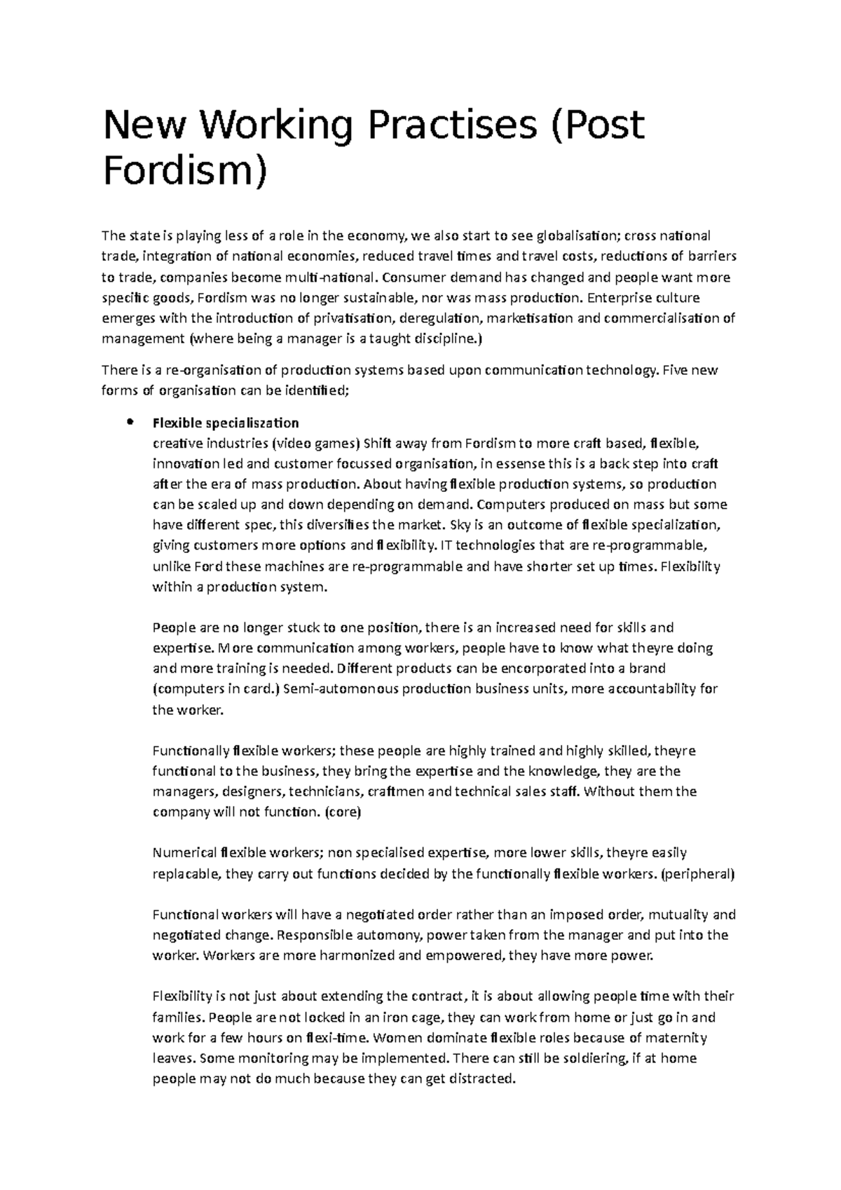 New Working Practises Lecture Notes - New Working Practises (Post ...