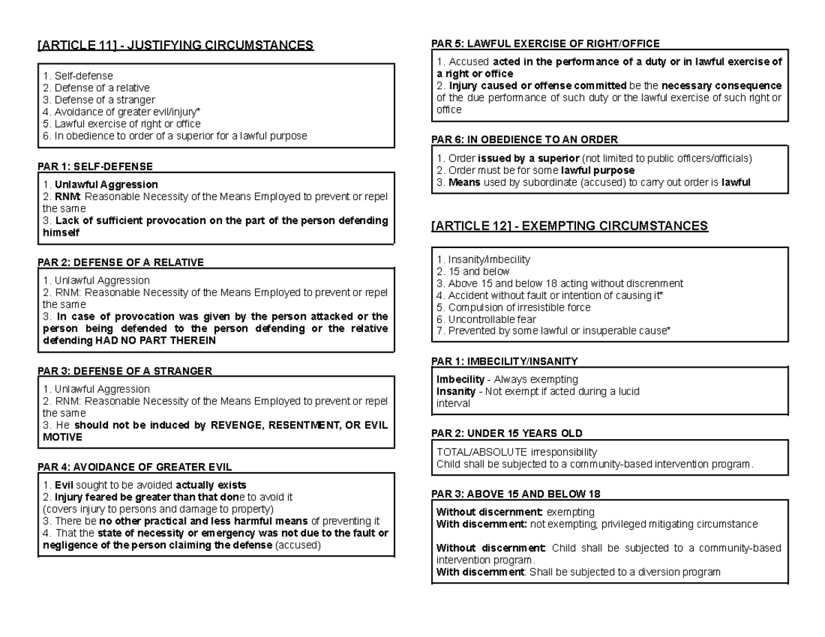 Jemaa Elements-5-pages - [ARTICLE 11] - JUSTIFYING CIRCUMSTANCES Self ...
