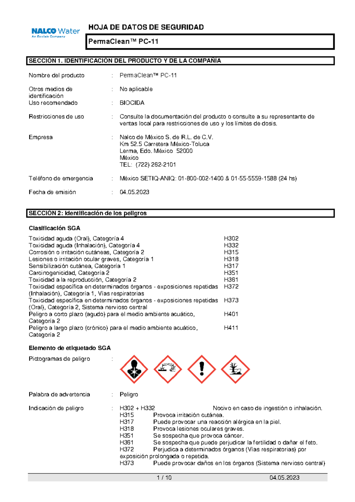 MX ES PC-11 Perma Clean PC-11 SDS 146147058 - PermaClean™ PC- 11 ...