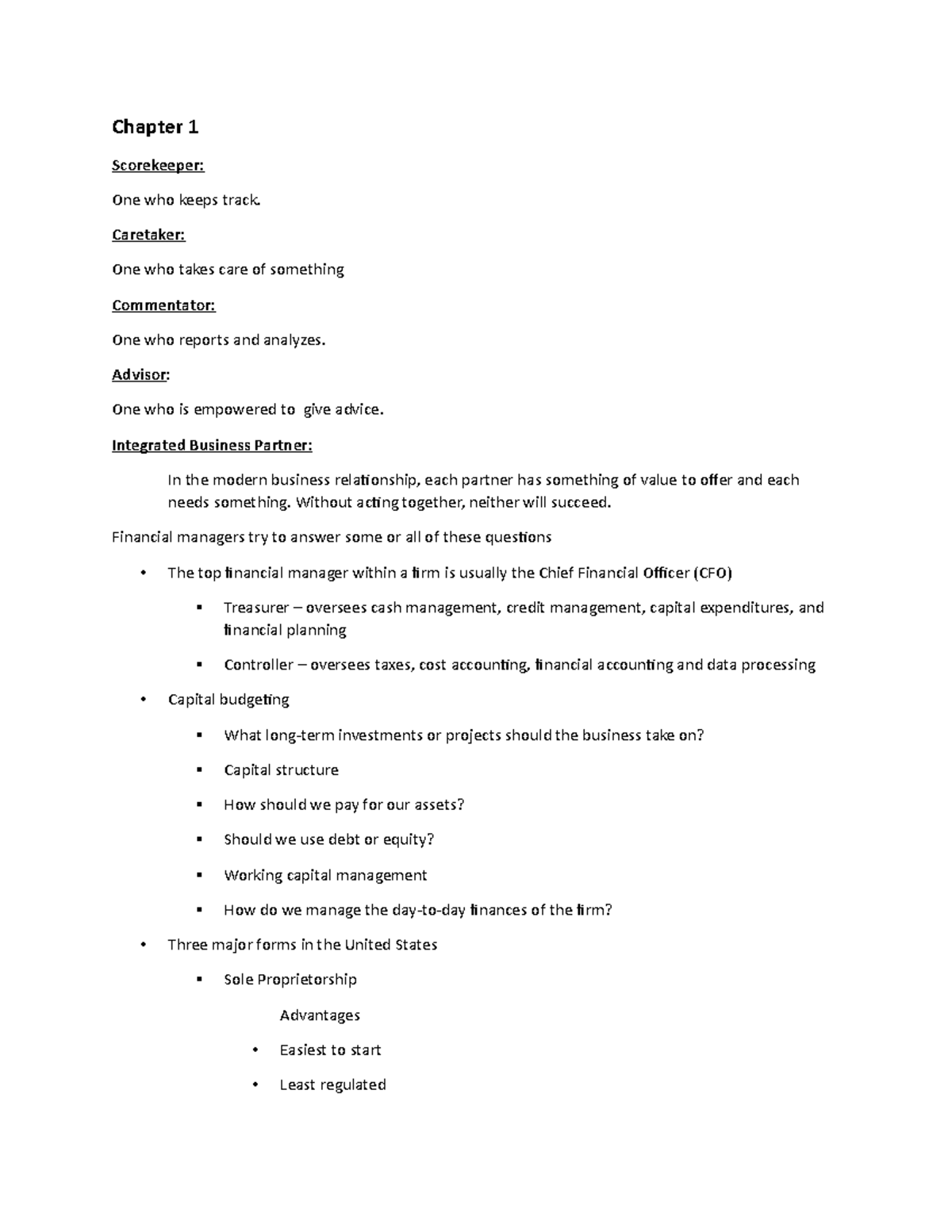 Summarized - Summary Intro to Corporate Finance - Chapter 1 Scorekeeper ...