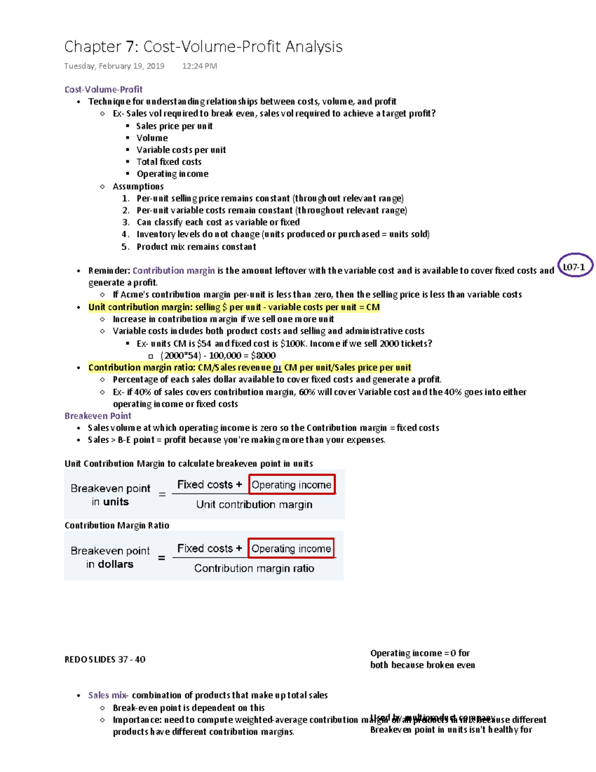Chapter 7 Cost Volume Profit Analysis - Warning: TT: undefined function ...