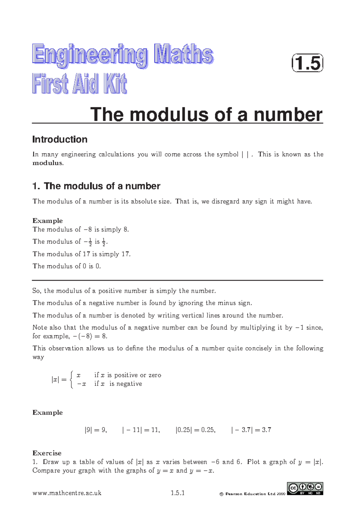 1 5 - biooo - 1. The modulus of a number Introduction In many ...
