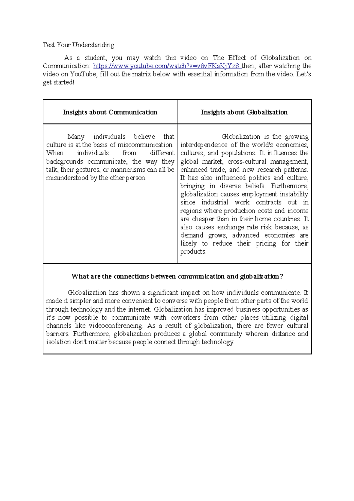 Purposive Communication Exercises Test Your Understanding Test Your