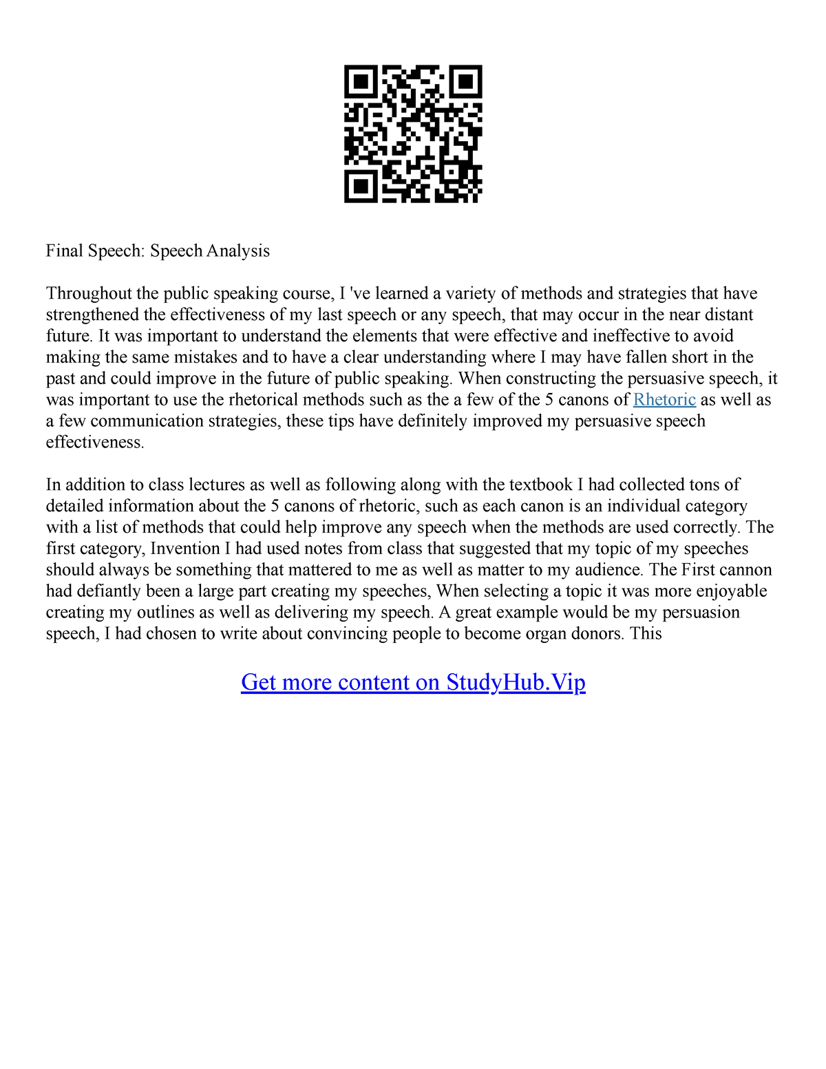 speech analysis essay assignment