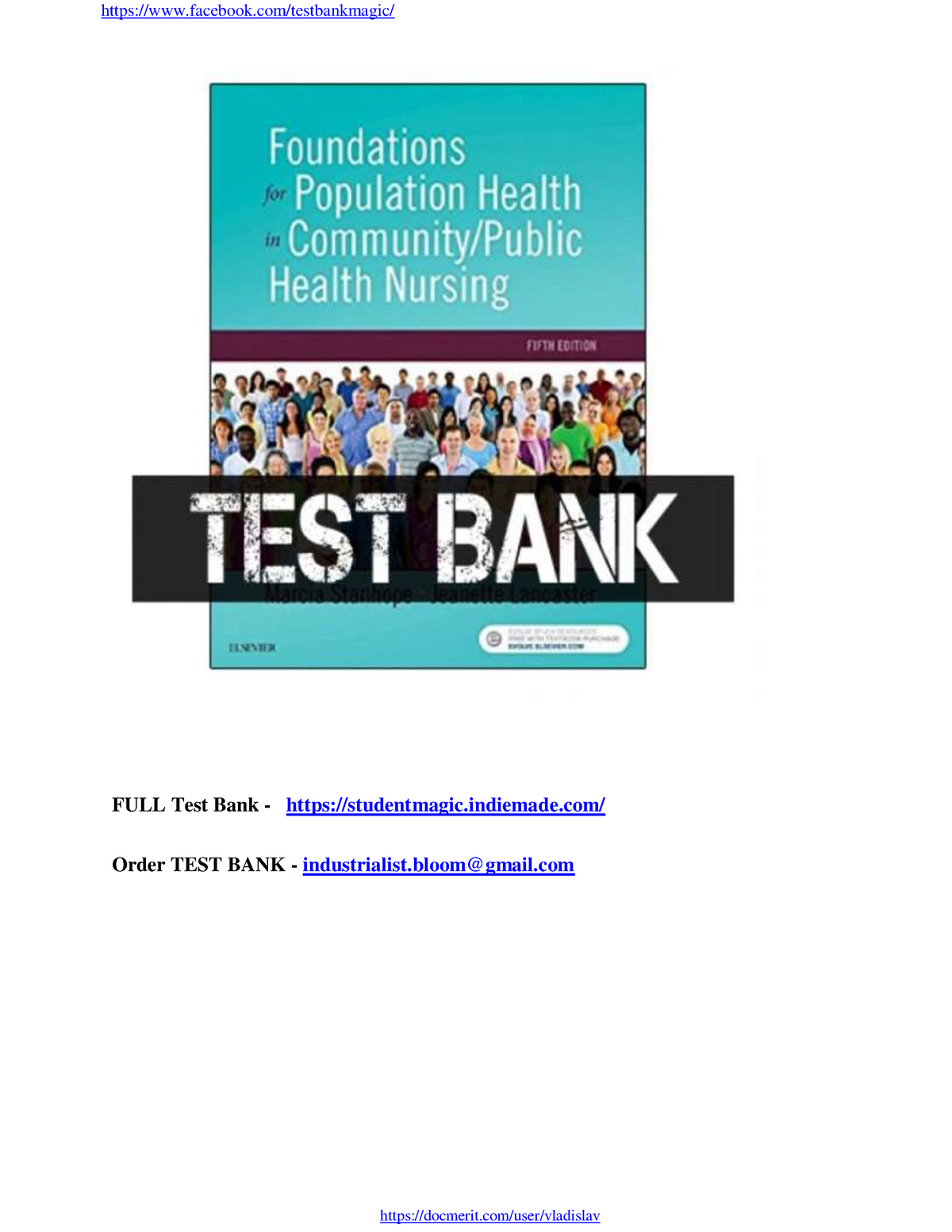 Foundations For Population Health In Community Public Health Nursing 5th Edition Stanhope Test Bank Studocu