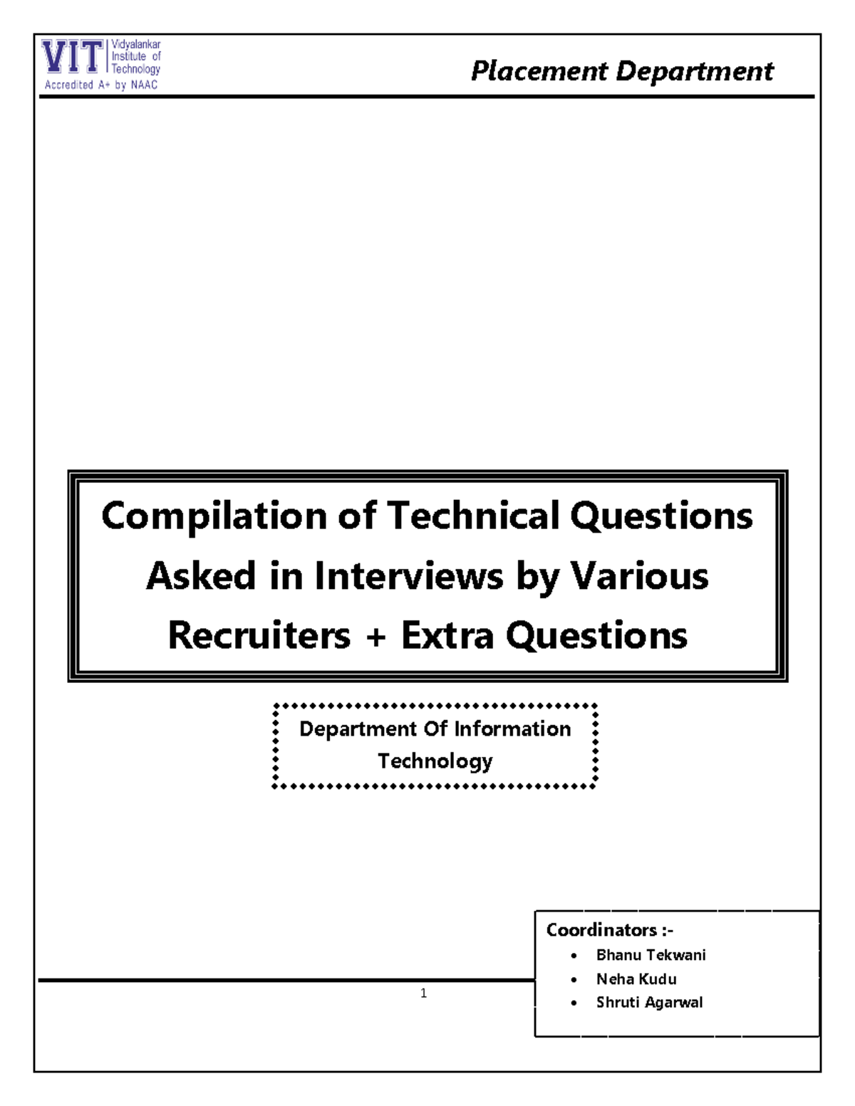 Placement GQ INFT- Latest - 1 Compilation of Technical Questions Asked ...