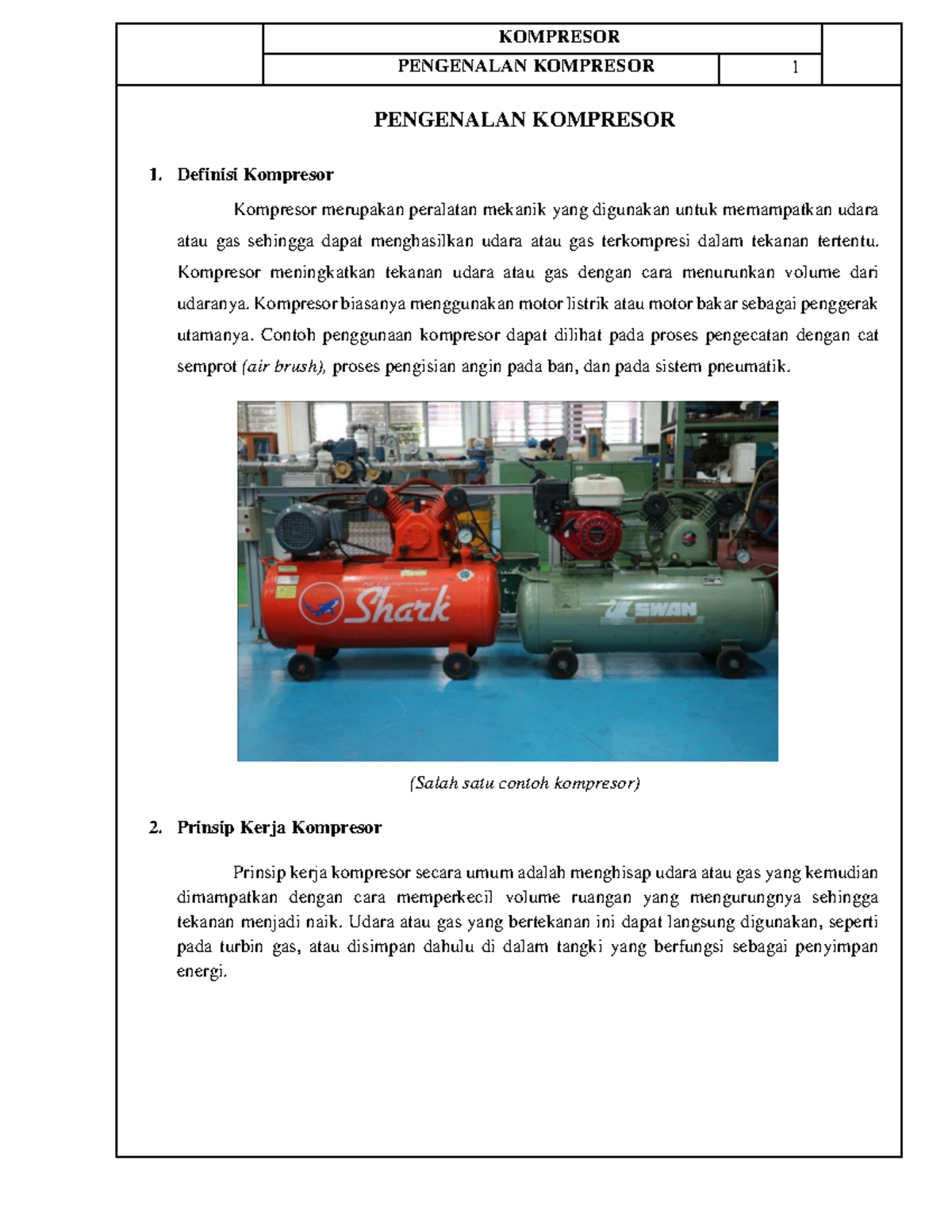 Modul Program Praktik Kompresor 1 - PENGENALAN KOMPRESOR PENGENALAN ...