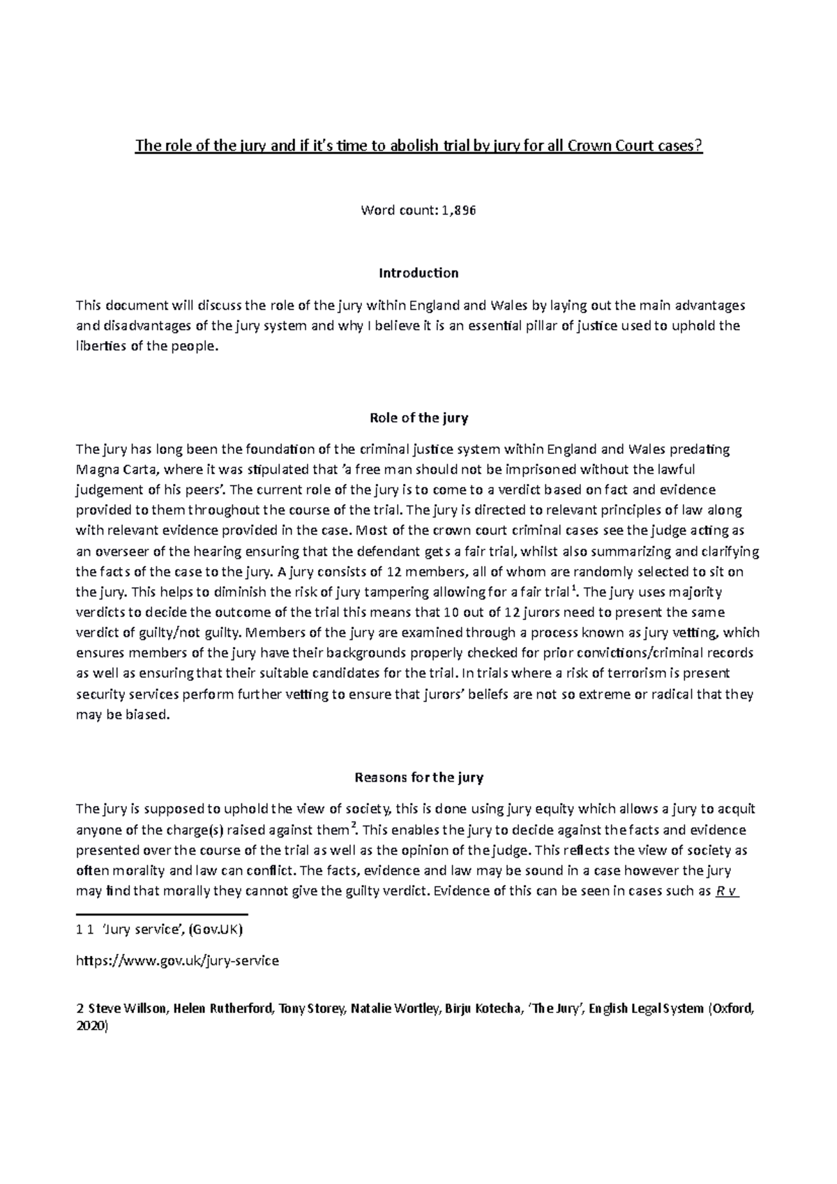 LW4002 - Jury Assignment - The role of the jury and if it's time to ...
