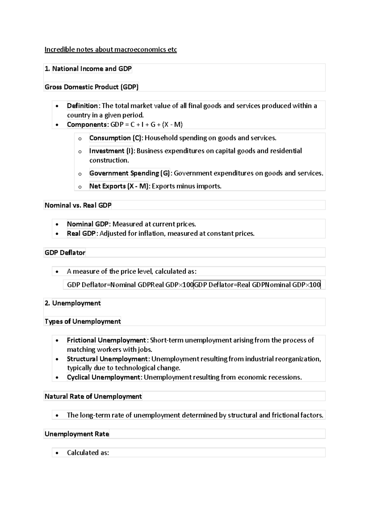 Macro notes for studoco - Incredible notes about macroeconomics etc ...