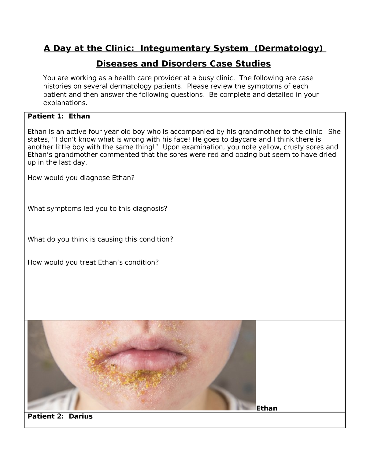 integumentary system project writing a clinical case study