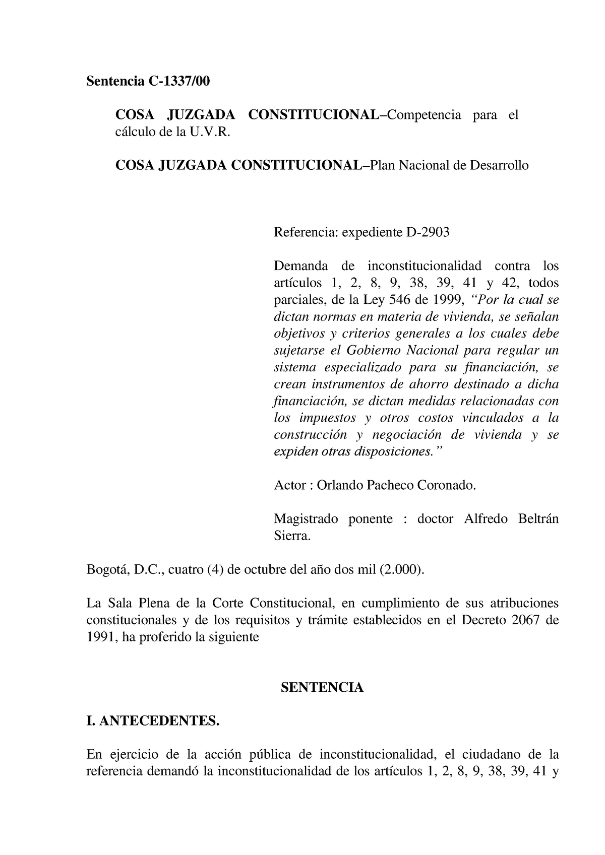 C-1337-00 - Sentencia - Sentencia C-1337/ COSA JUZGADA CONSTITUCIONAL ...