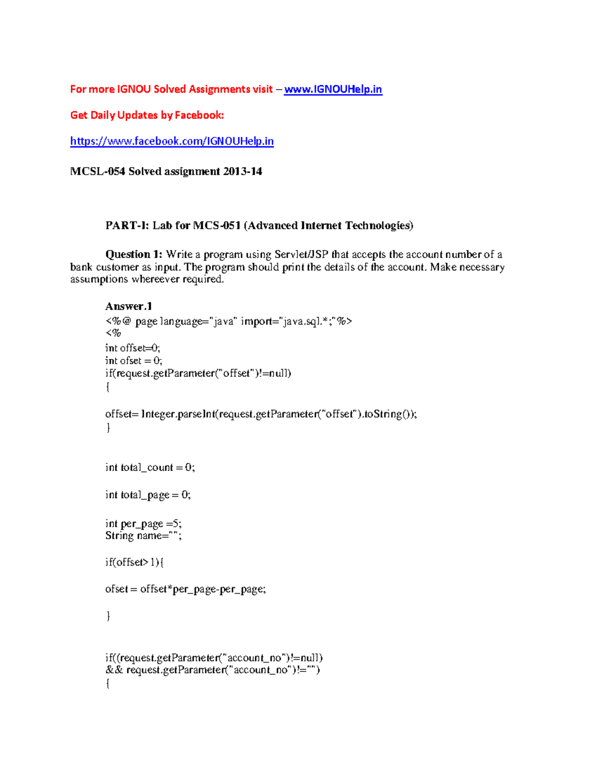 Lab manual 054 - For more IGNOU Solved Assignments visit – IGNOUHelp ...