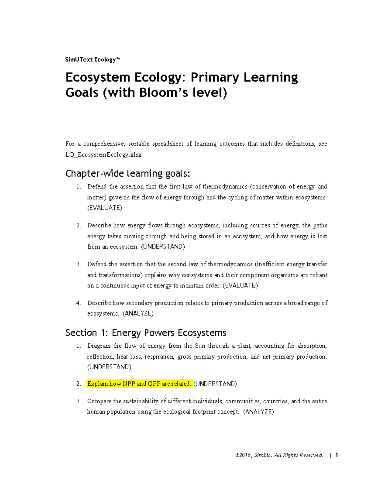 Lg Ecosystem Ecology - Simutext Ecology™ Ecosystem Ecology: Primary 