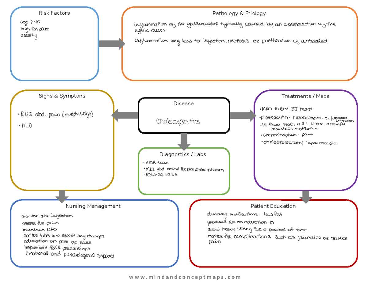 Cholecystitis concept map - nur200 - k Risk Factors Pathology ...