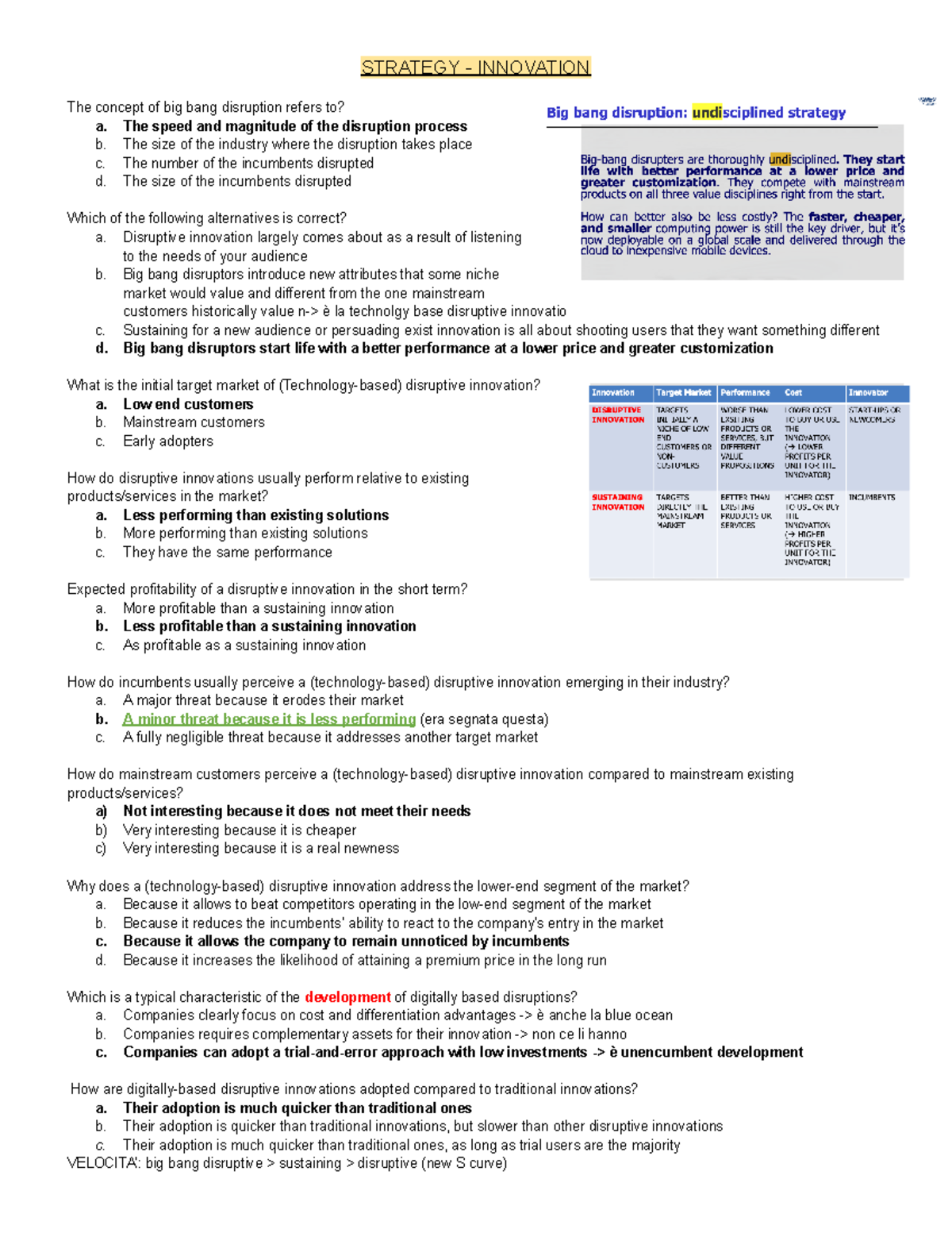 multiple choice questions - STRATEGY - INNOVATION The concept of big ...