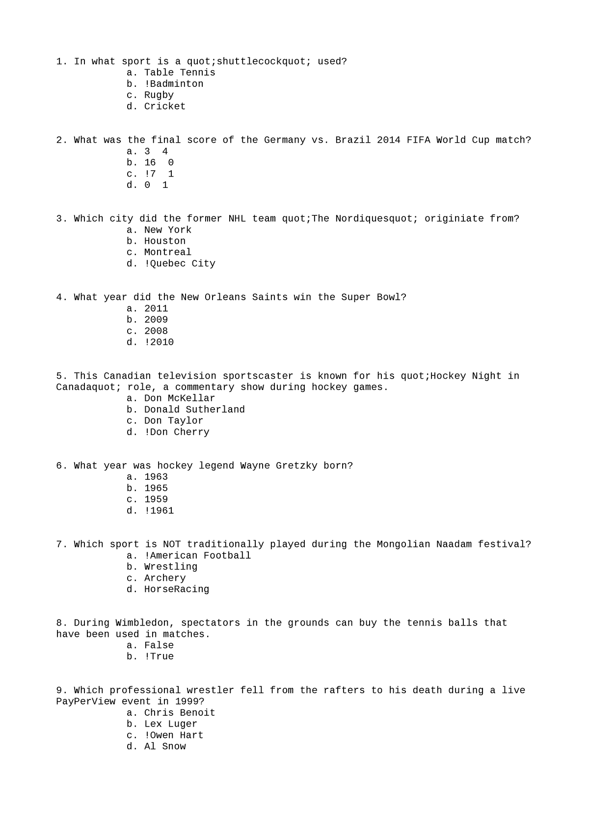 ENVI117 Cheat Sheet 10Progress on the Report - In what sport is a quot ...