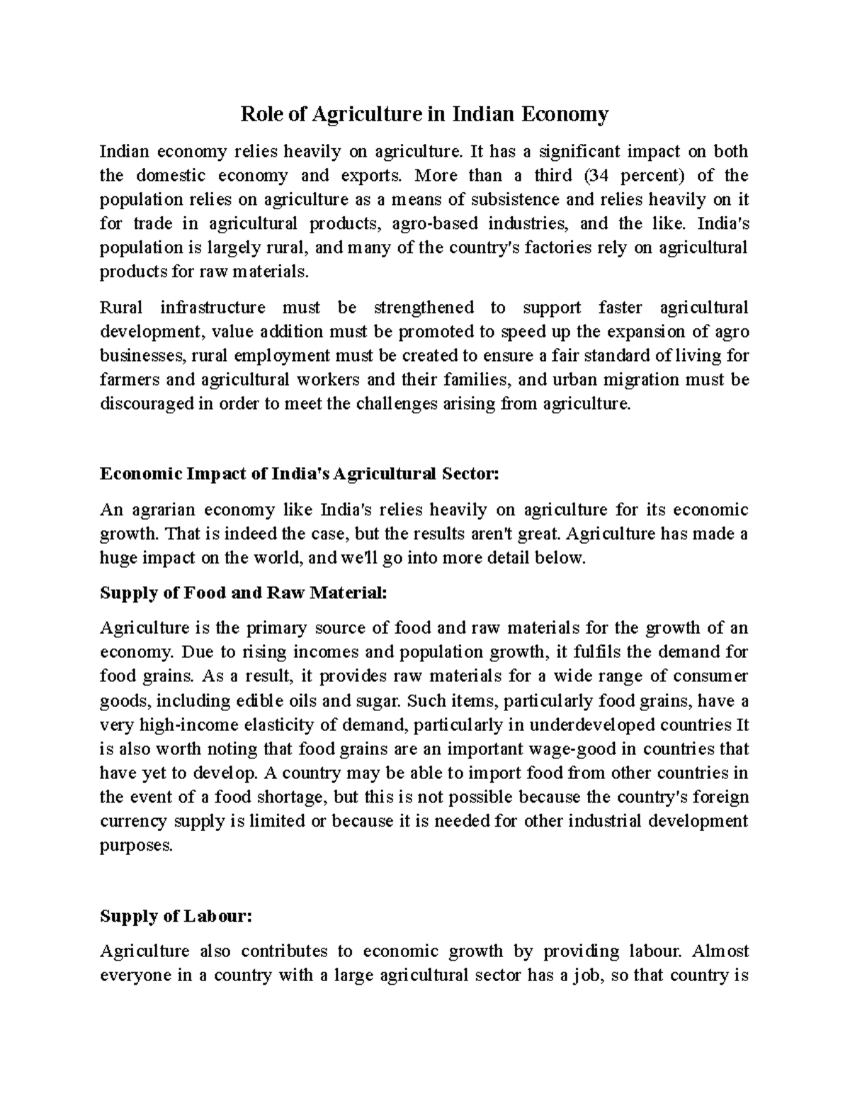 Role of Agriculture in Indian Economy - It has a significant impact on ...