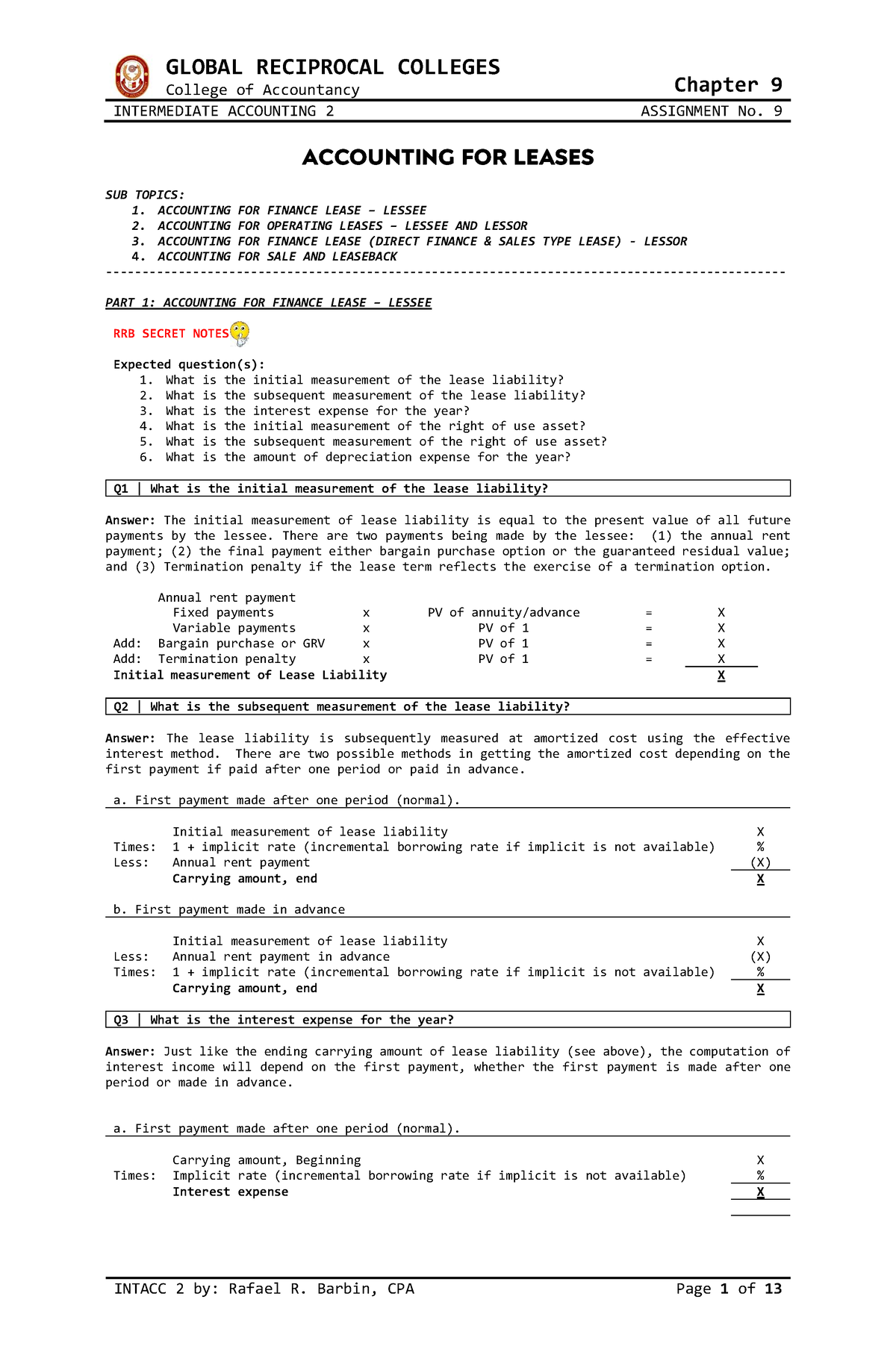 Intacc-2 Chapter-9 Accounting-FOR- Leases-partial - College Of ...