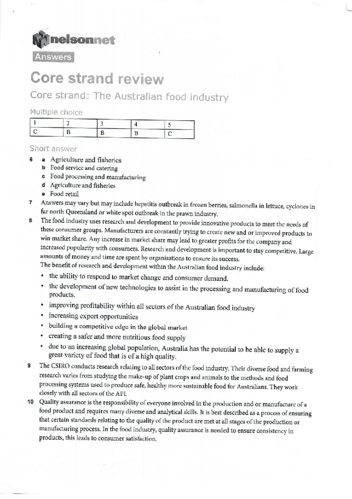Core Strand Review Answers (Chp 11) - nelsonnet Answers Core strand ...