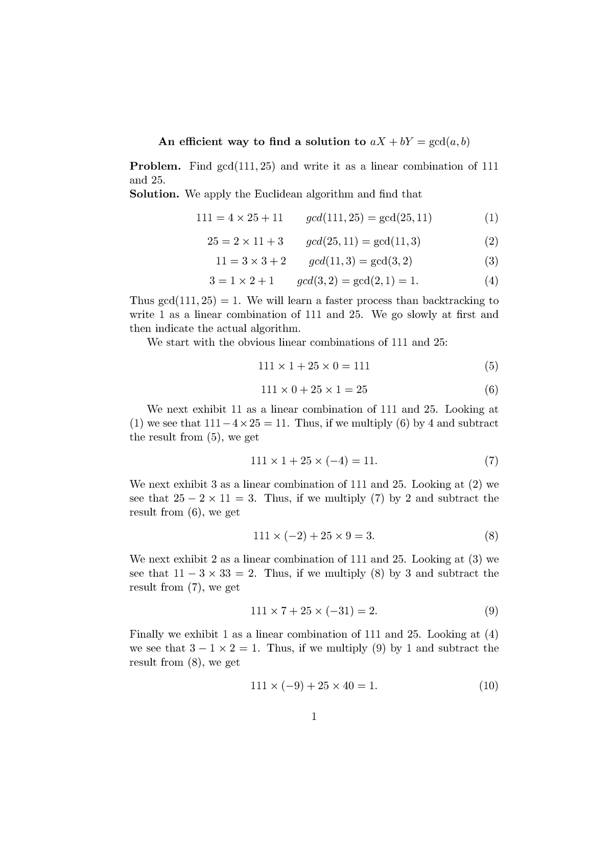 Finding one solution Math 221 - An efficient way to find a solution ...