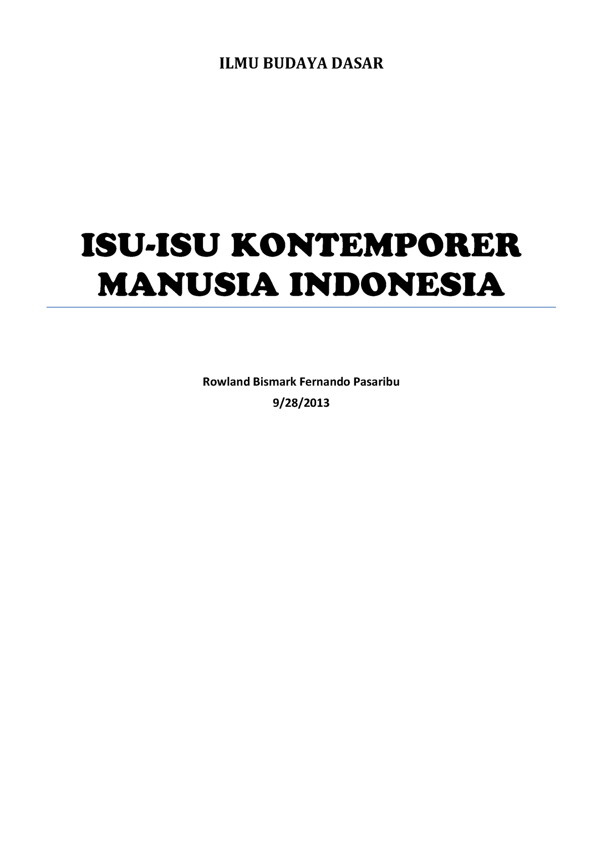 Bab 12 Isu Isu Kontemporer Manusia Indonesia - ILMU BUDAYA DASAR ISU ...